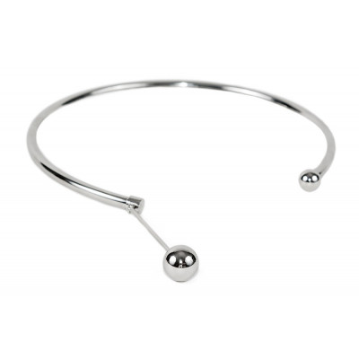 Stainless steel choker with decorative sphere in minimalist style