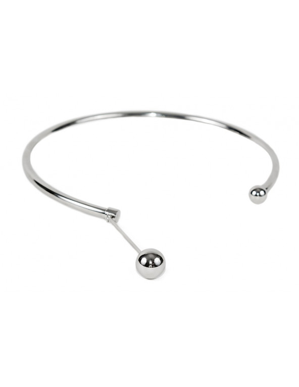 Stainless steel choker with decorative sphere in minimalist style