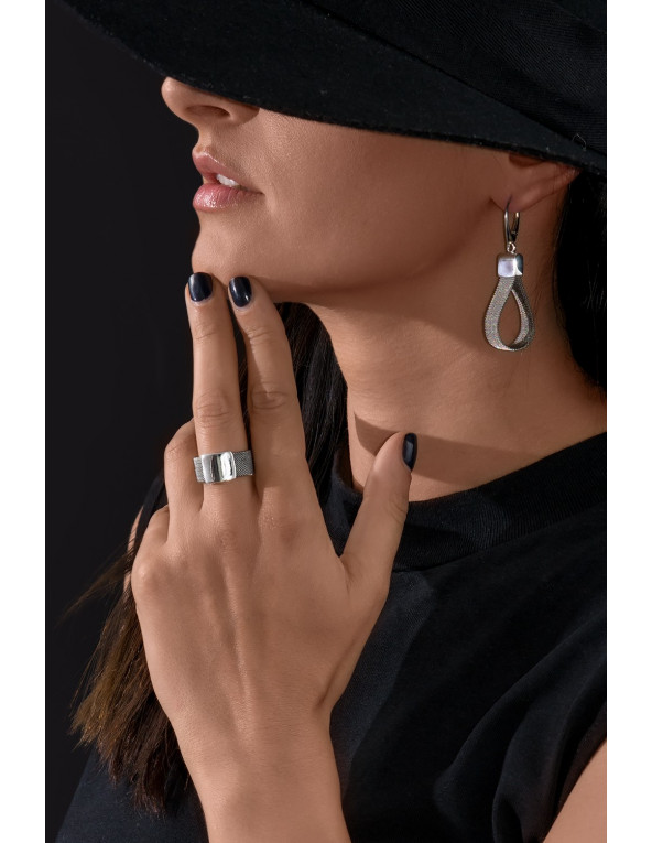 Handmade earrings with stainless steel mesh and 925 silver