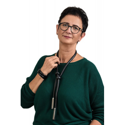 Black leather necklace with matte rectangular stainless steel element 2