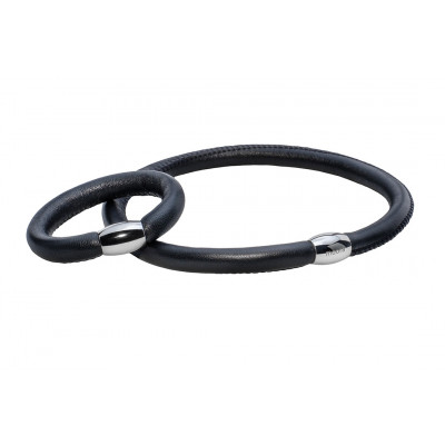 Jewelry set – black leather choker and bracelet