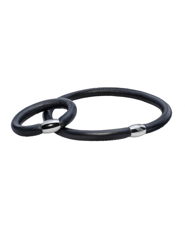 Jewelry set – black leather choker and bracelet