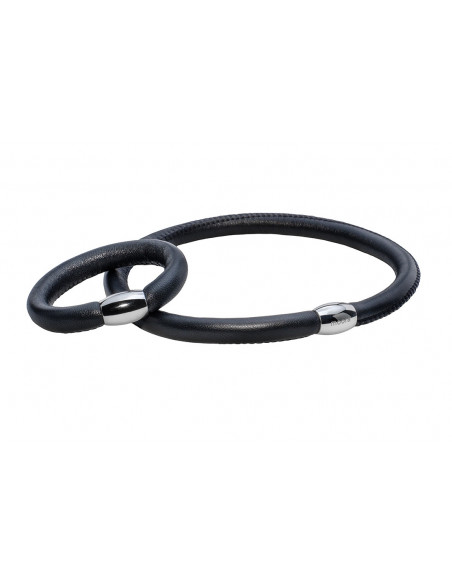 Jewelry set – black leather choker and bracelet