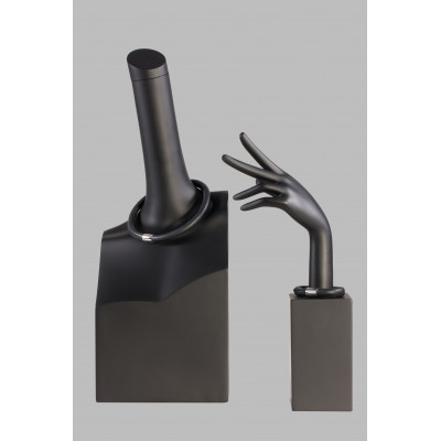 Jewelry set – black leather choker and bracelet 2