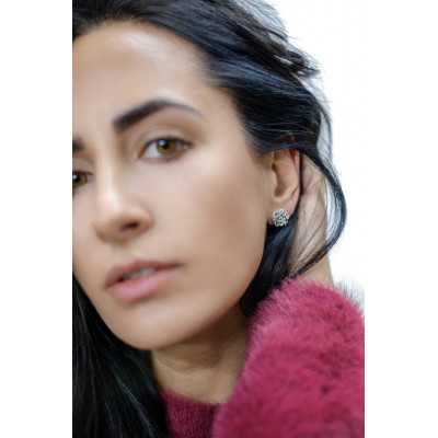 Handmade earrings made of 925 sterling silver and stainless steel mesh in steel-grey tones 2