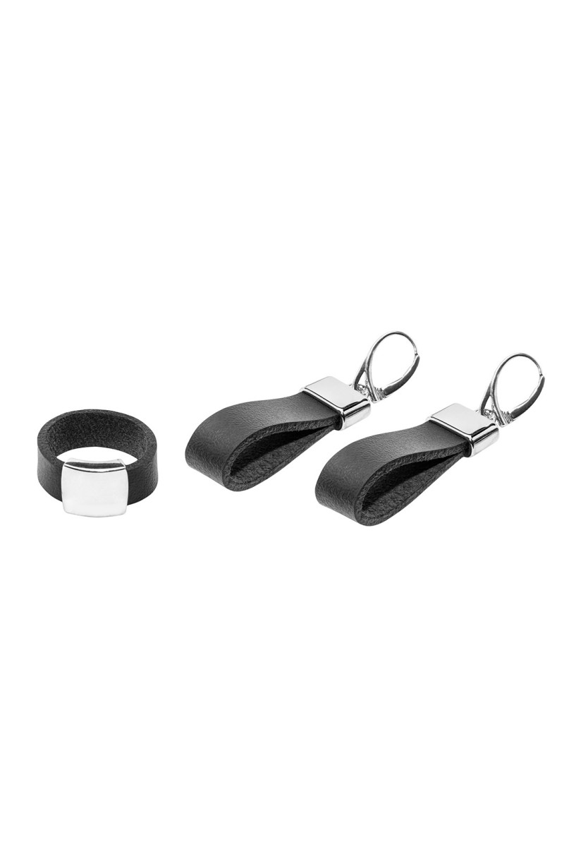 Handmade leather and sterling silver earrings in a modern style
