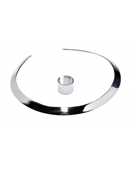 Stylish silver stainless steel choker, 1 cm wide with polished finish