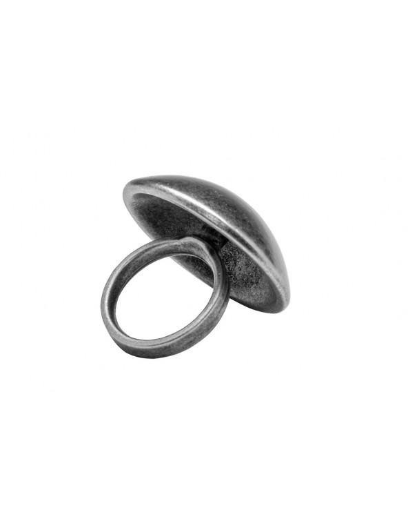 Matte half-sphere ring made of aged steel