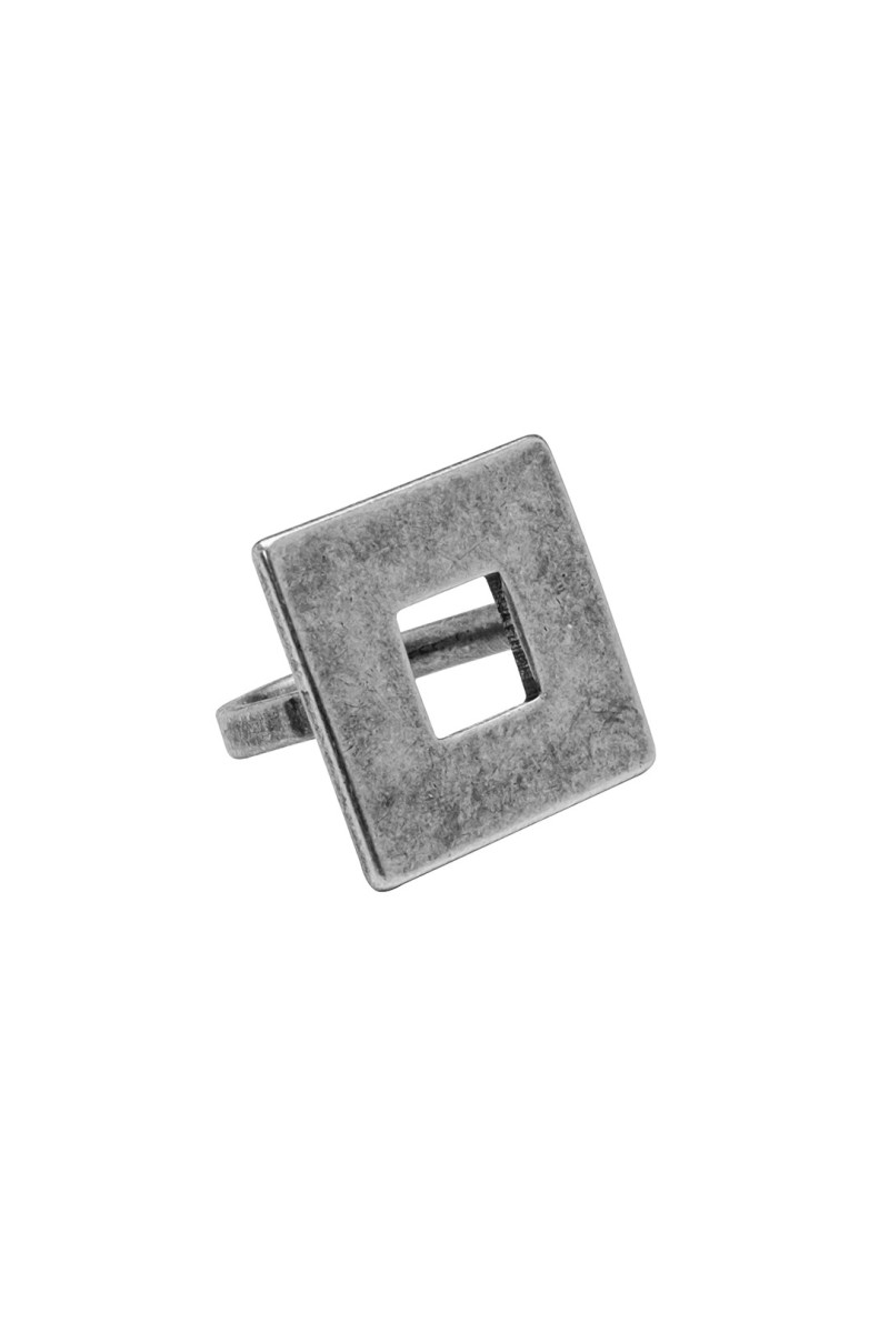 Minimalist matte stainless steel square ring