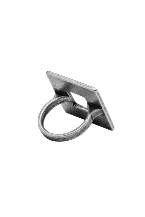 Minimalist matte stainless steel square ring