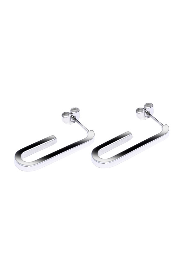 Oval large-link stainless steel earrings.