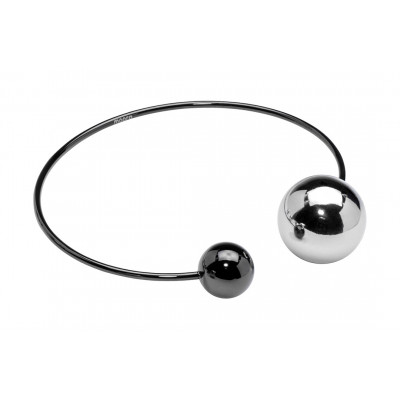 Stainless steel bracelet with silver and black spheres