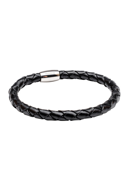 Men’s black braided leather necklace | moora