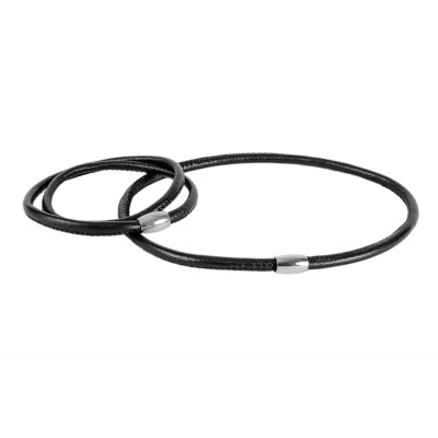 Handmade leather set with magnetic clasp – necklace and bracelet