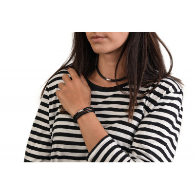 Handmade leather set with magnetic clasp – necklace and bracelet 2