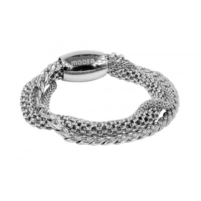Stainless steel bracelet with three chain strands