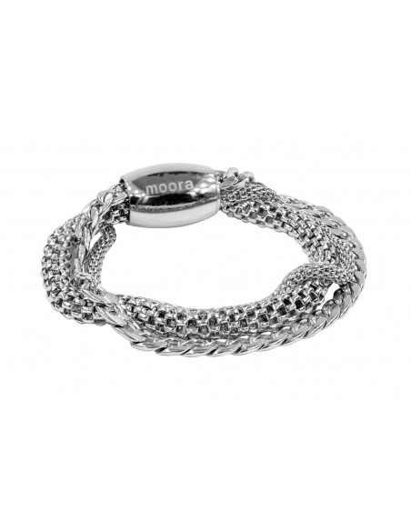 Stainless steel bracelet with three chain strands