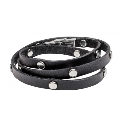 Men's leather bracelet with clasps