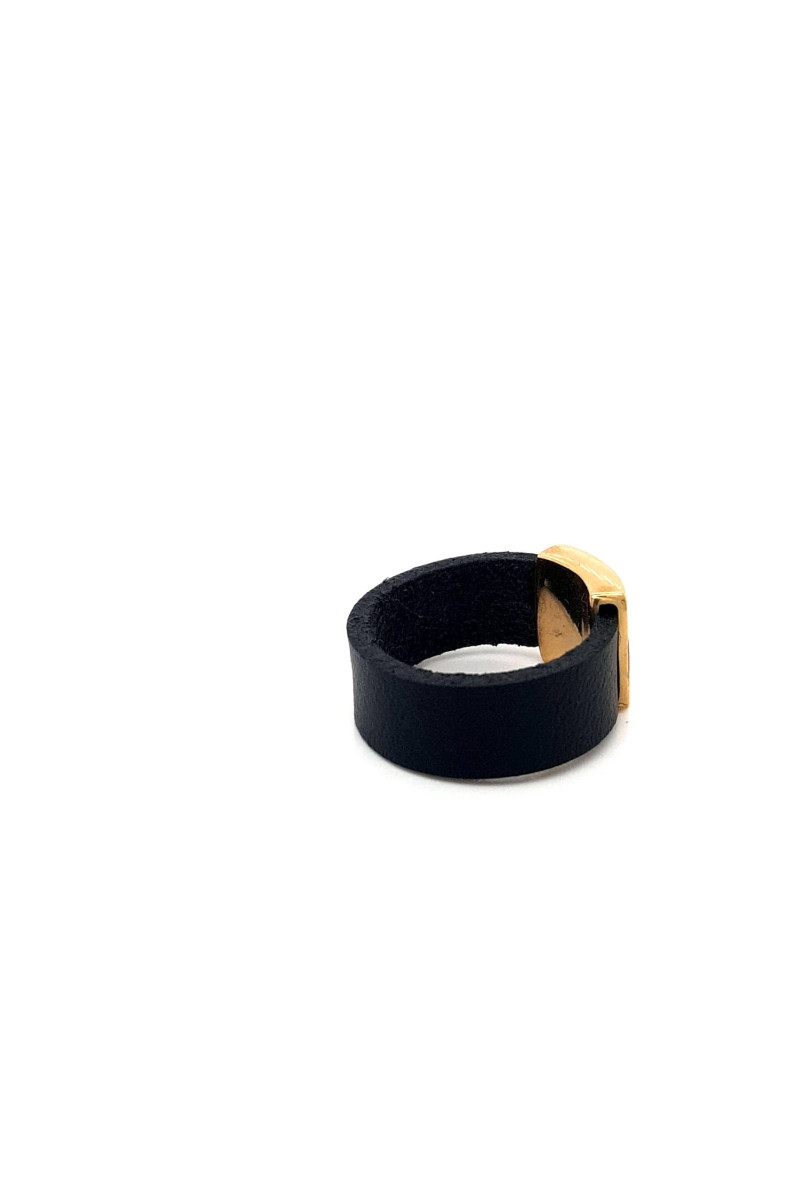 Leather and gold-plated stainless steel ring | moora.eu