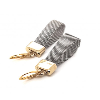 Handmade stainless steel mesh earrings with 24k gold plated silver