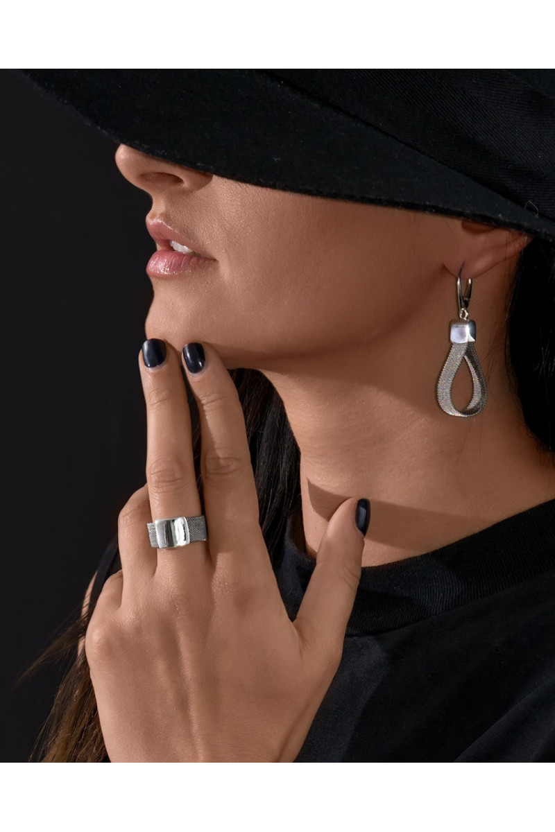 Handmade stainless steel mesh earrings with 24k gold plated silver