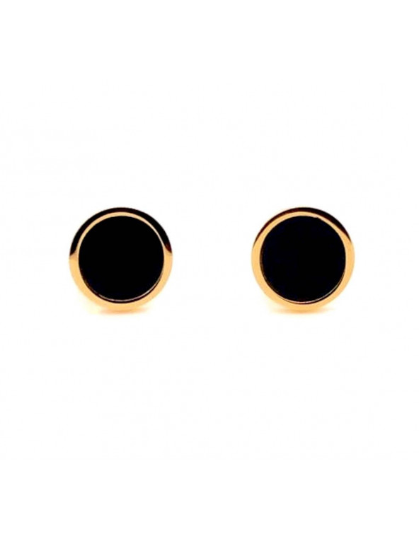 Gold-plated stainless steel earrings with black detail, minimalist design