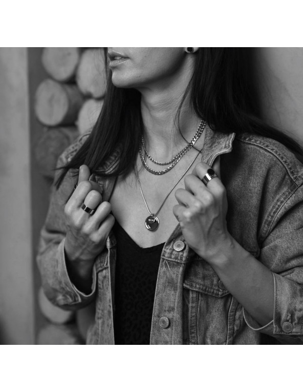 2-in-1 stainless steel ring with black accent