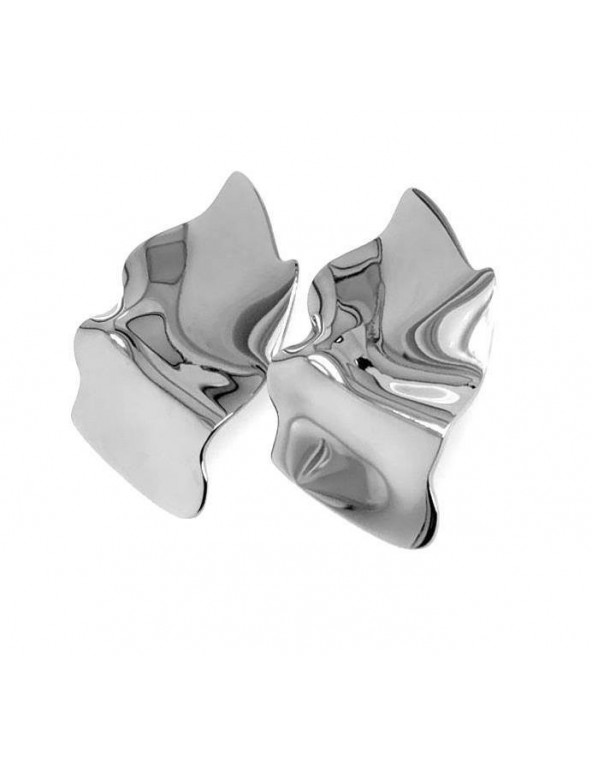 Crumpled stainless steel plate stud earrings