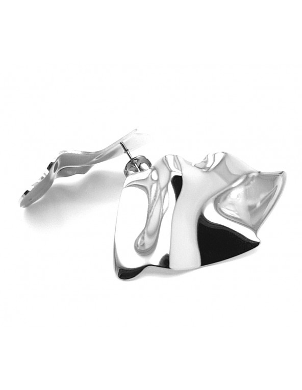 Crumpled stainless steel plate stud earrings