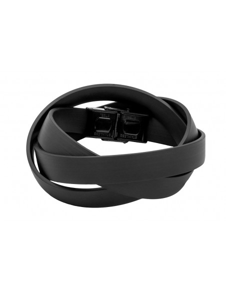 Men’s black rubber bracelet with matte stainless steel element