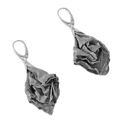 Earrings made of silver and hand-formed stainless steel mesh – modern elegance
