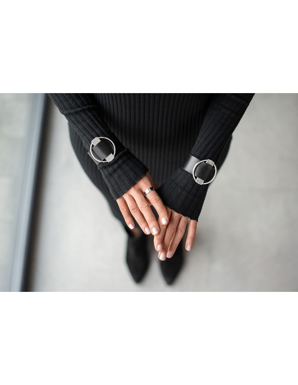 Minimalist silver stainless steel band ring