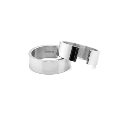Minimalist stainless steel 2-in-1 rings with polished finish 2