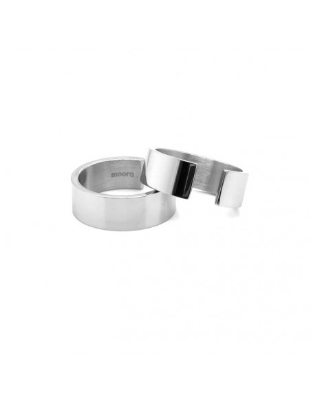 Minimalist stainless steel 2-in-1 rings with polished finish