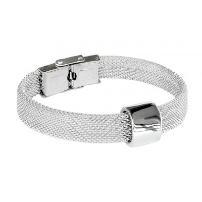 Delicate stainless steel bracelet with polished element