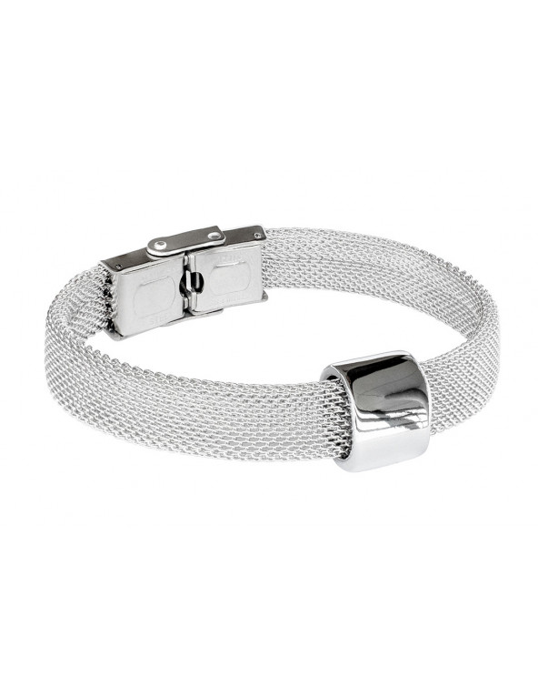 Delicate stainless steel bracelet with polished element