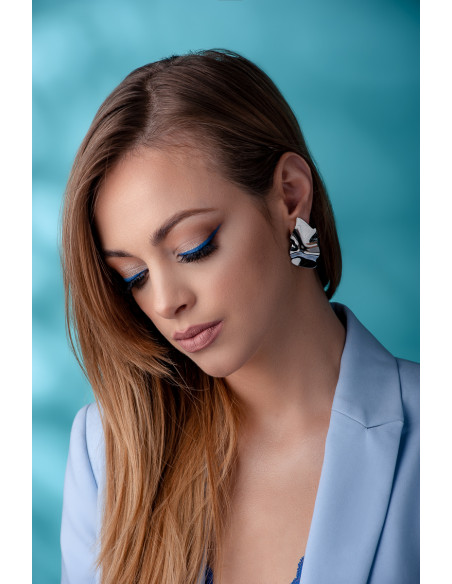 Crumpled stainless steel plate stud earrings