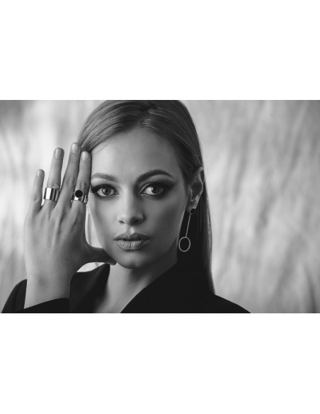 2-in-1 stainless steel ring with black accent