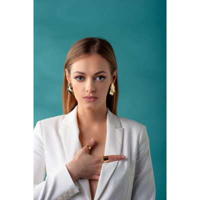 Wide gold-plated stainless steel band ring 2