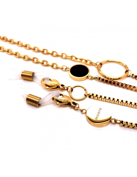 Gold-plated eyeglass chain with decorative charms