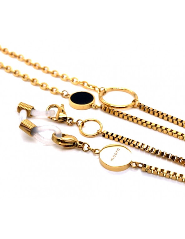 Gold-plated eyeglass chain with decorative charms