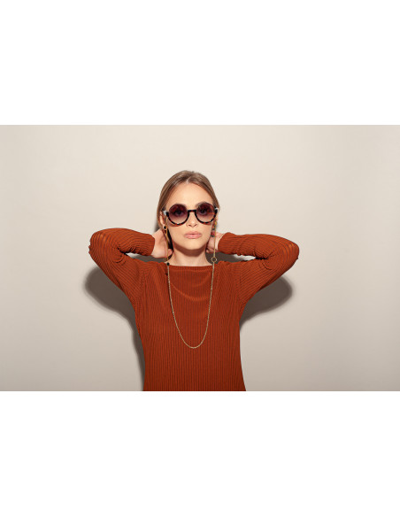 Gold-plated eyeglass chain with decorative charms