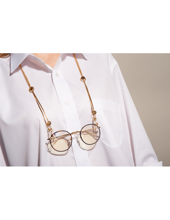 Gold-plated eyeglass chain with decorative charms