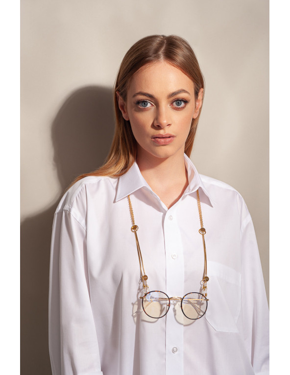 Gold-plated eyeglass chain with decorative charms