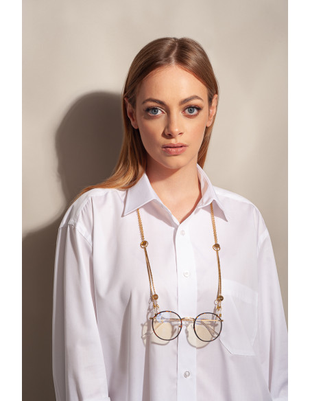 Gold-plated eyeglass chain with decorative charms