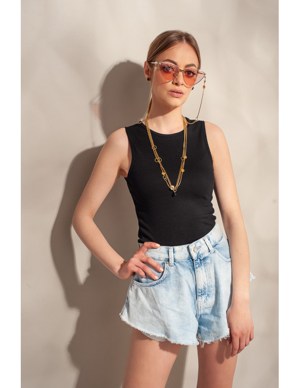 Gold-plated eyeglass chain with decorative charms