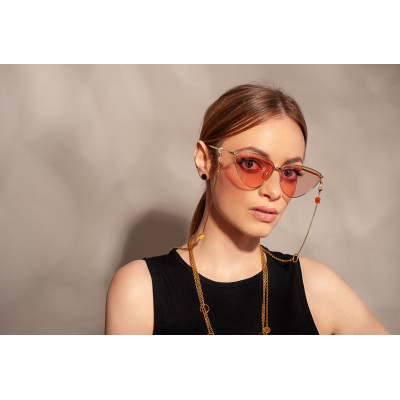 Gold-plated eyeglass chain with decorative charms 2