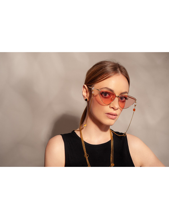 Gold-plated eyeglass chain with decorative charms