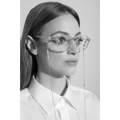 Stainless steel eyeglass chain with white pearls and pendants 2