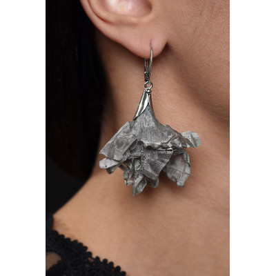 Earrings made of steel mesh and 925 silver – elegant, handmade. 2
